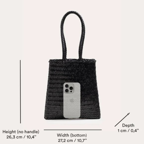 576. LIFFNER Flat Leather Basket Bag Dark Brown Silver Charm $395 NWOT - Picture 4 of 7